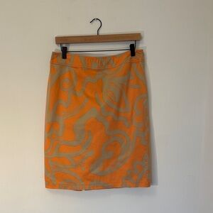 Sunny Leigh Vibrant Orange and Tan Pencil Skirt